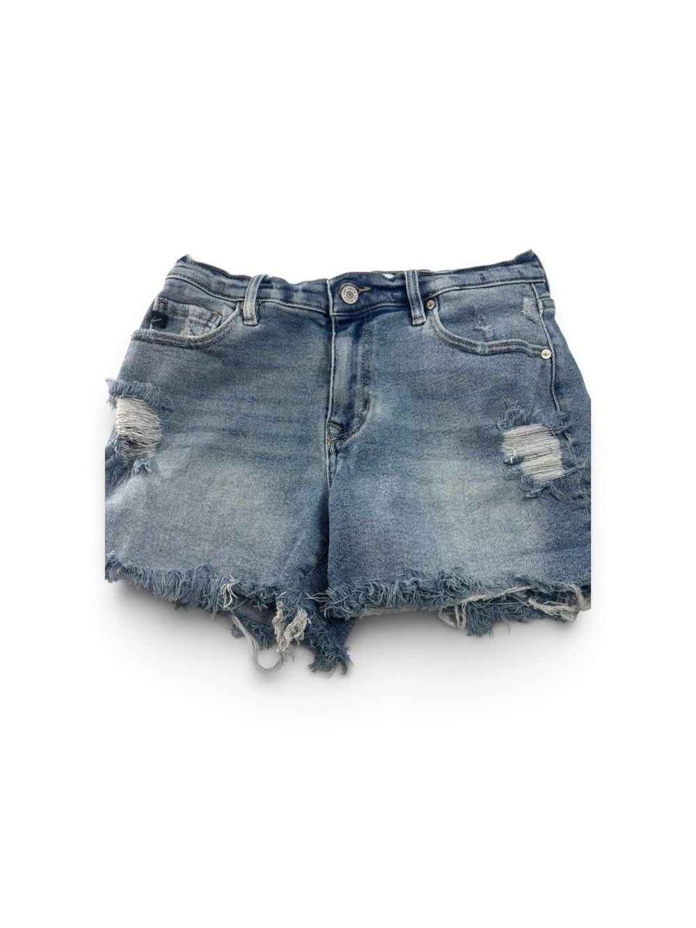 Kancan Denim Shorts Maurices Distressed Jean Frayed Waist Hem Womens Size 26